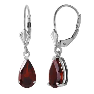 2.45 Carat 14K Solid White Gold Leverback Earrings Garnet