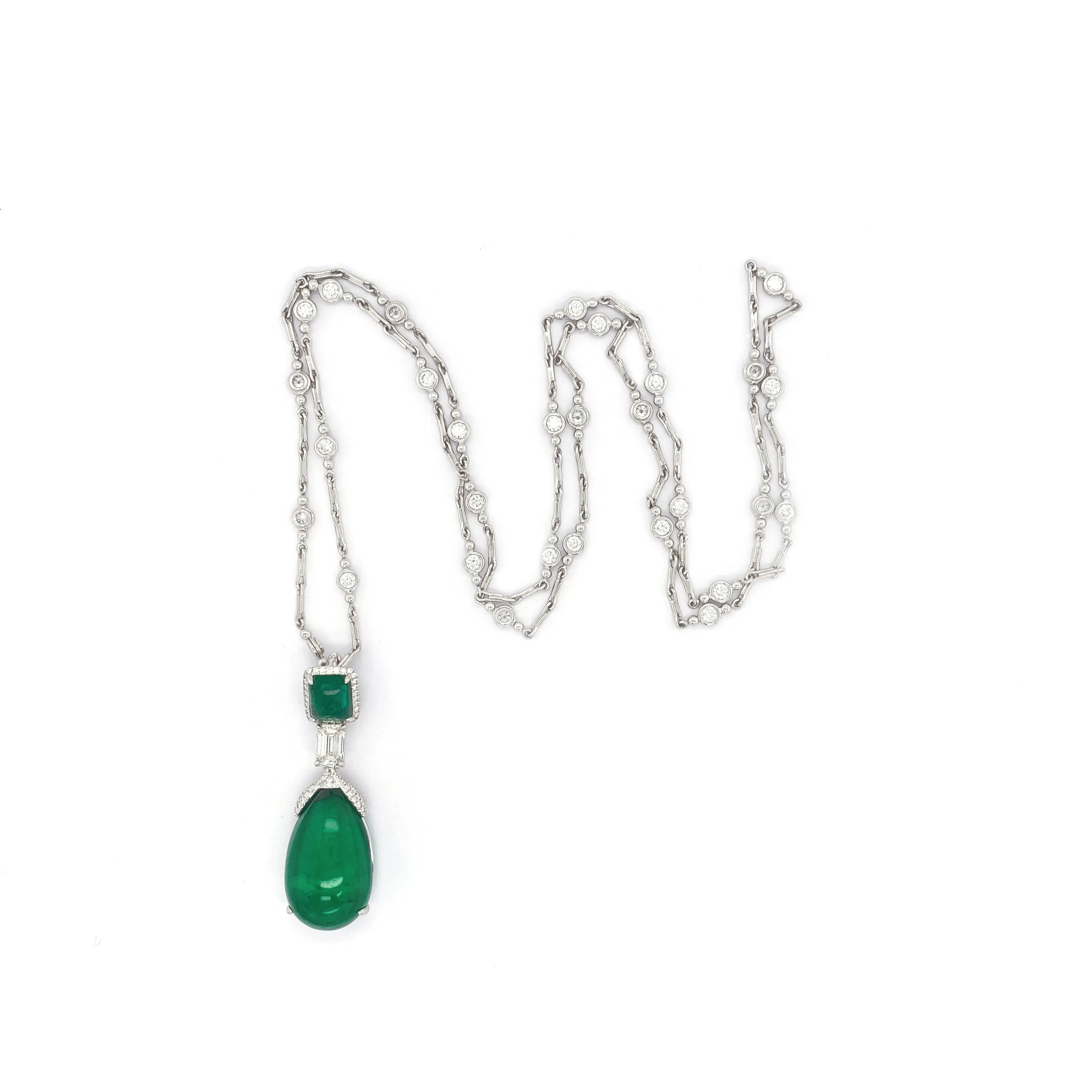 26.77 / 2.82 / 3.36 cts Emerald with Diamond Necklace (ENQUIRE)