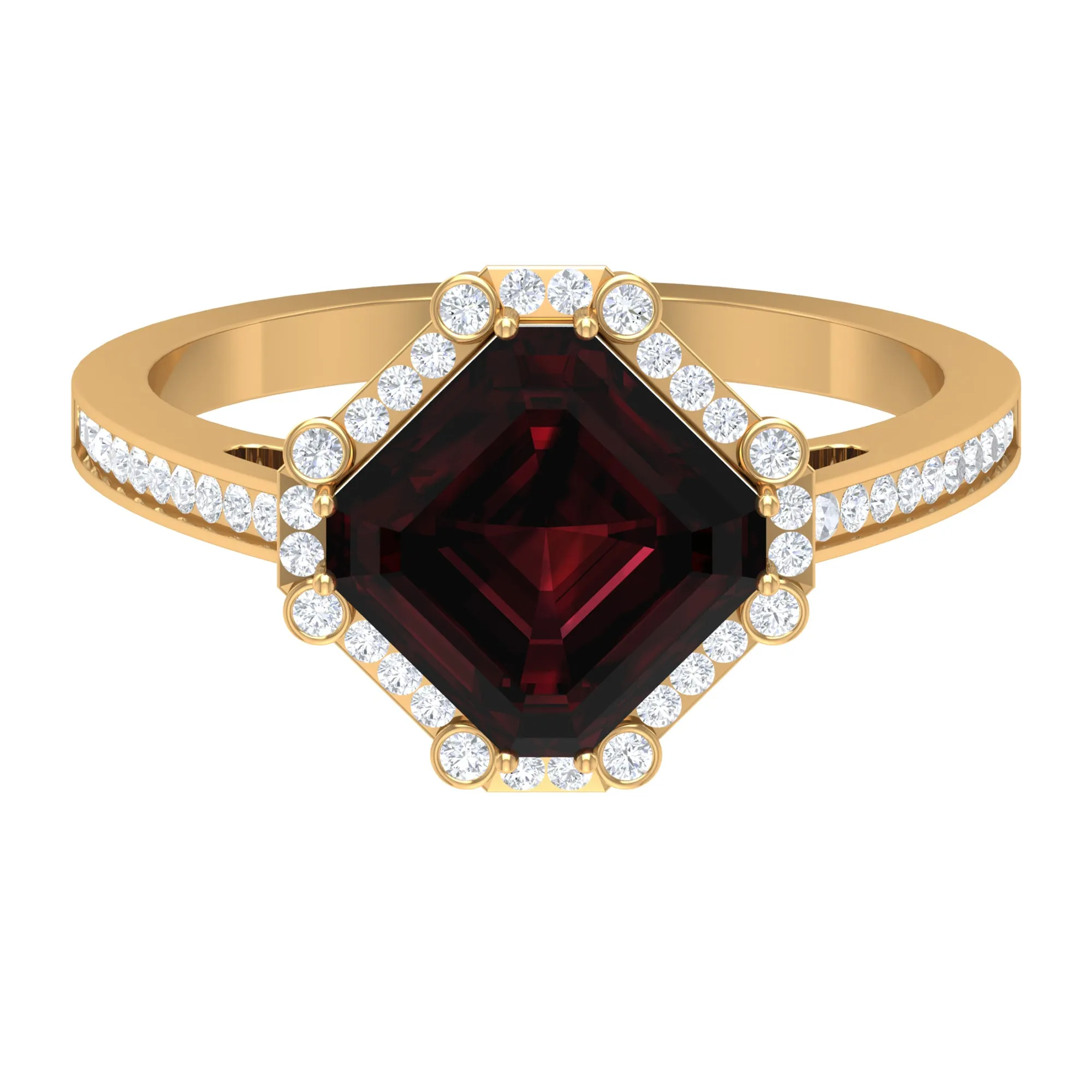3.75 CT Antique Garnet Engagement Ring with Diamond Accent