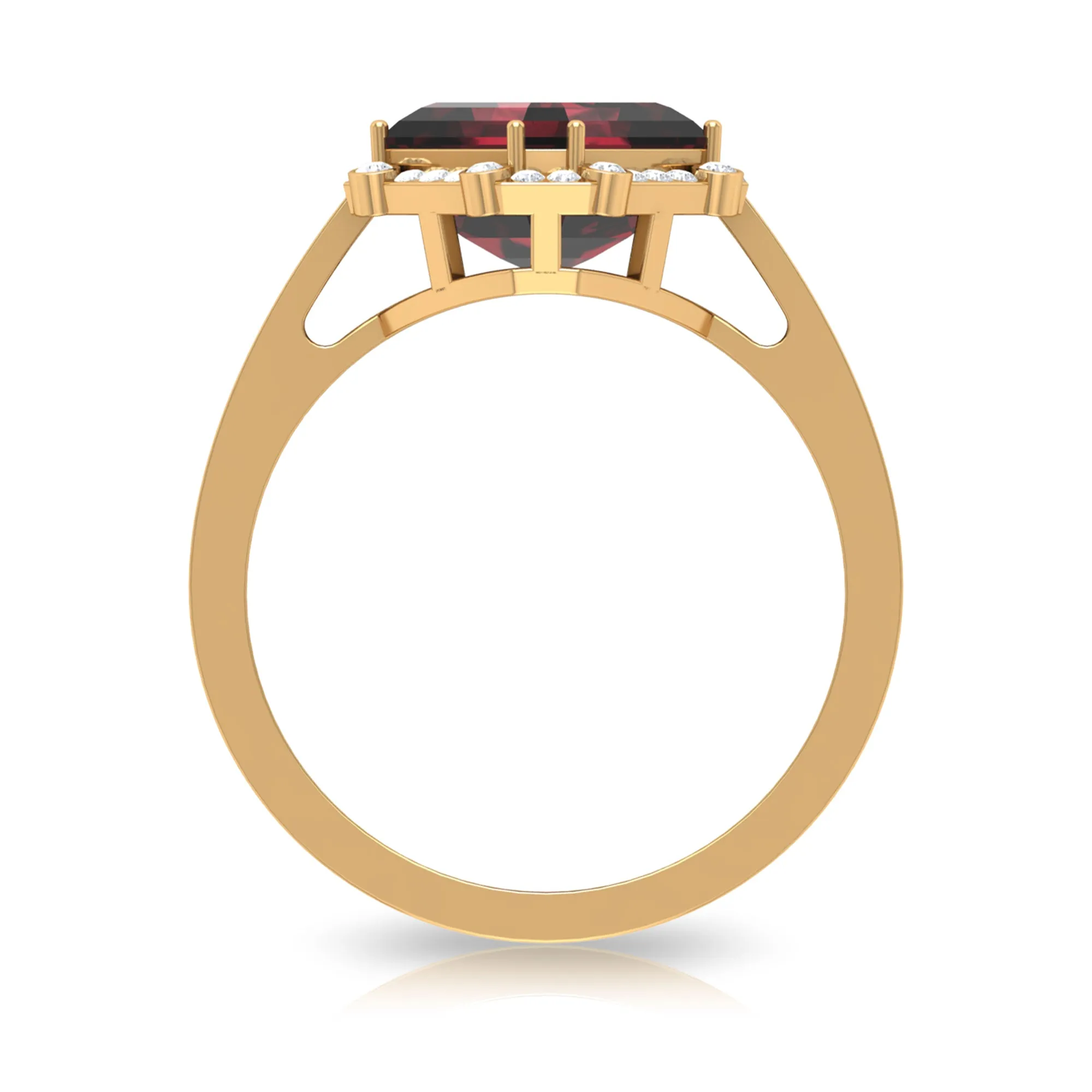 3.75 CT Antique Garnet Engagement Ring with Diamond Accent