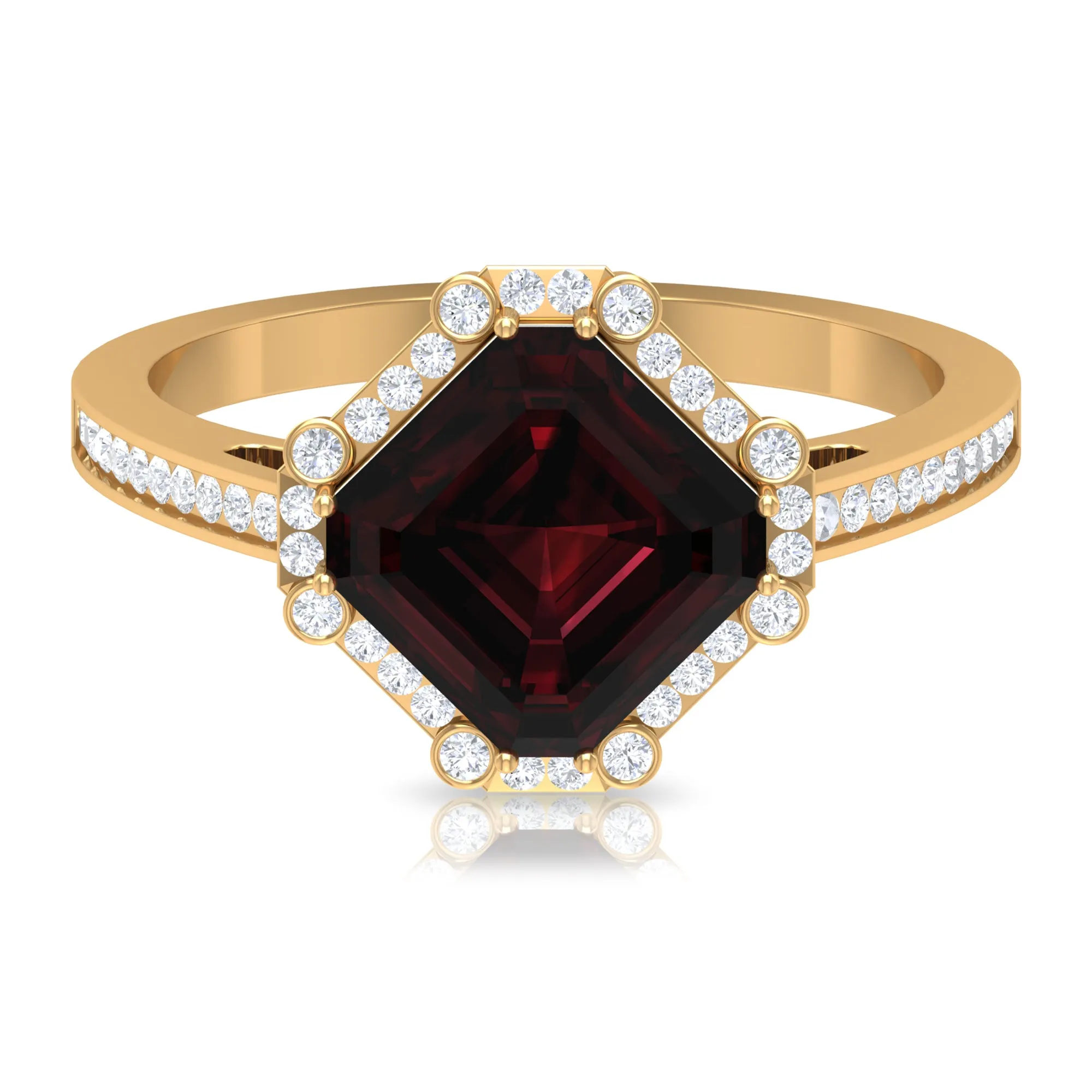 3.75 CT Antique Garnet Engagement Ring with Diamond Accent