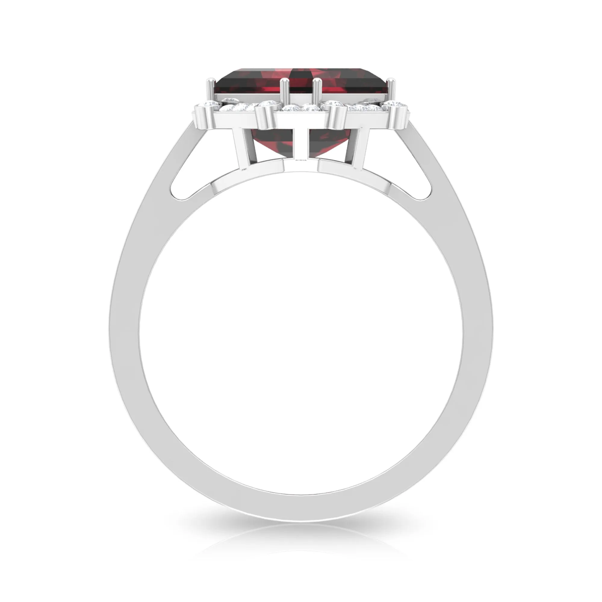 3.75 CT Antique Garnet Engagement Ring with Diamond Accent