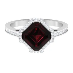 3.75 CT Antique Garnet Engagement Ring with Diamond Accent