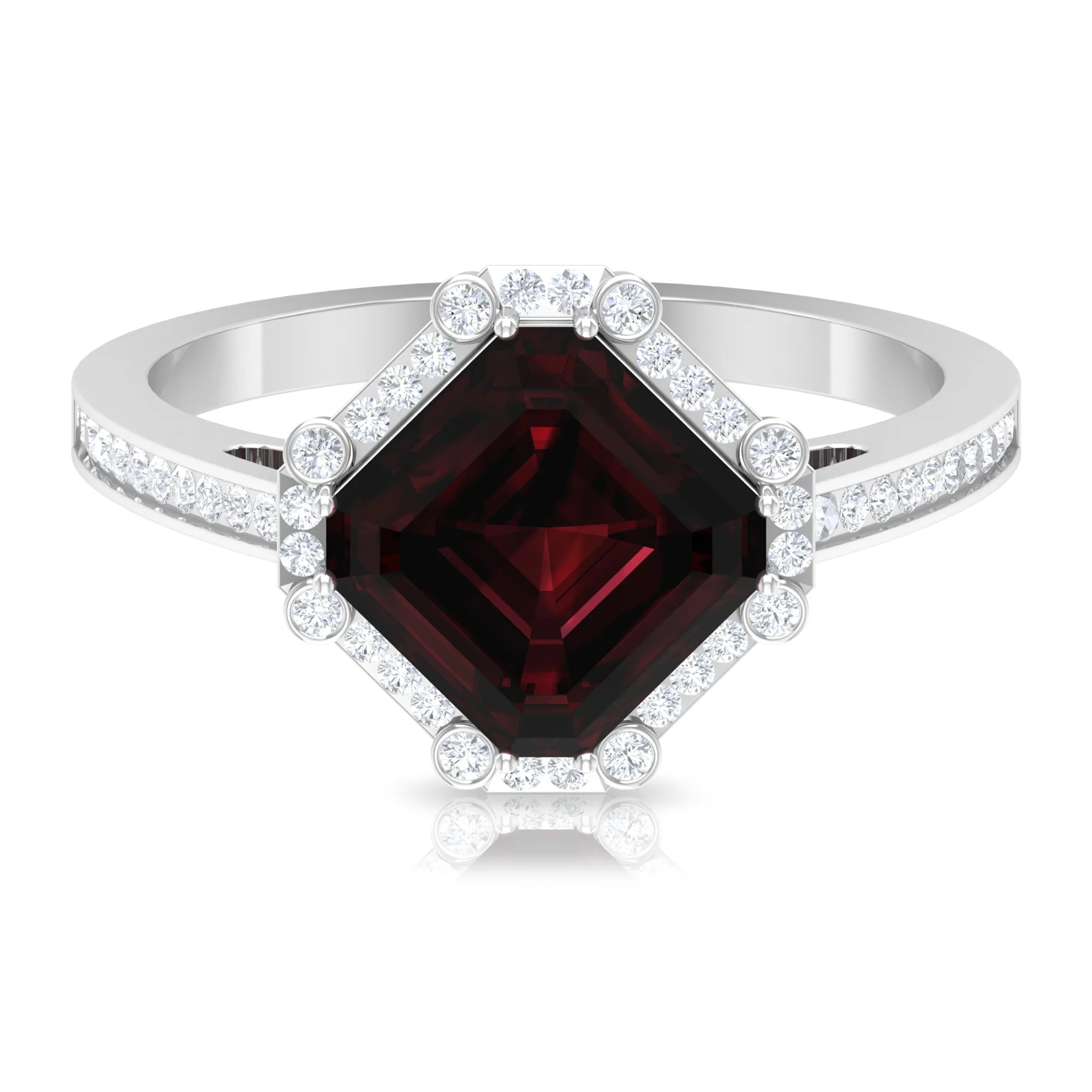 3.75 CT Antique Garnet Engagement Ring with Diamond Accent