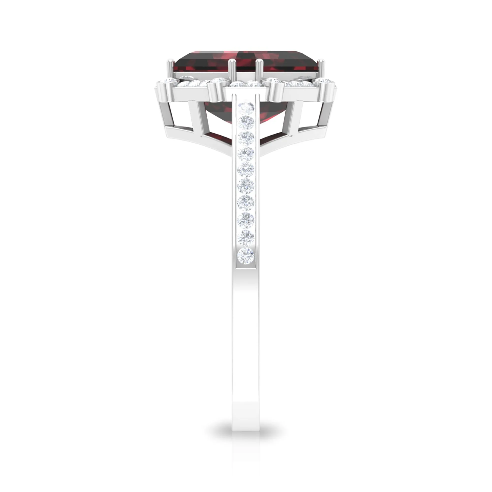 3.75 CT Antique Garnet Engagement Ring with Diamond Accent