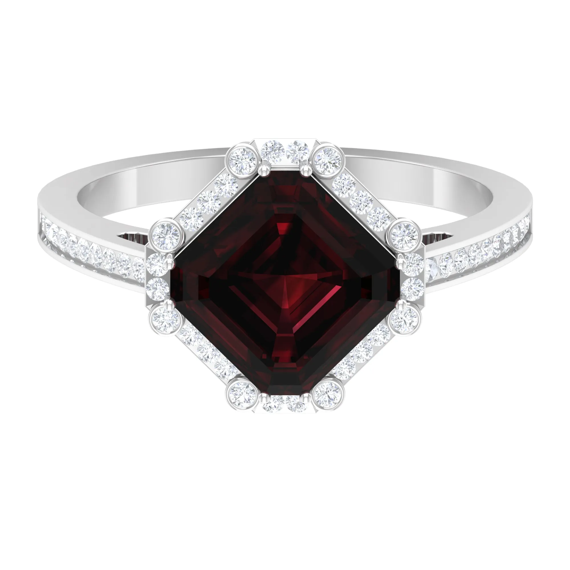 3.75 CT Antique Garnet Engagement Ring with Diamond Accent