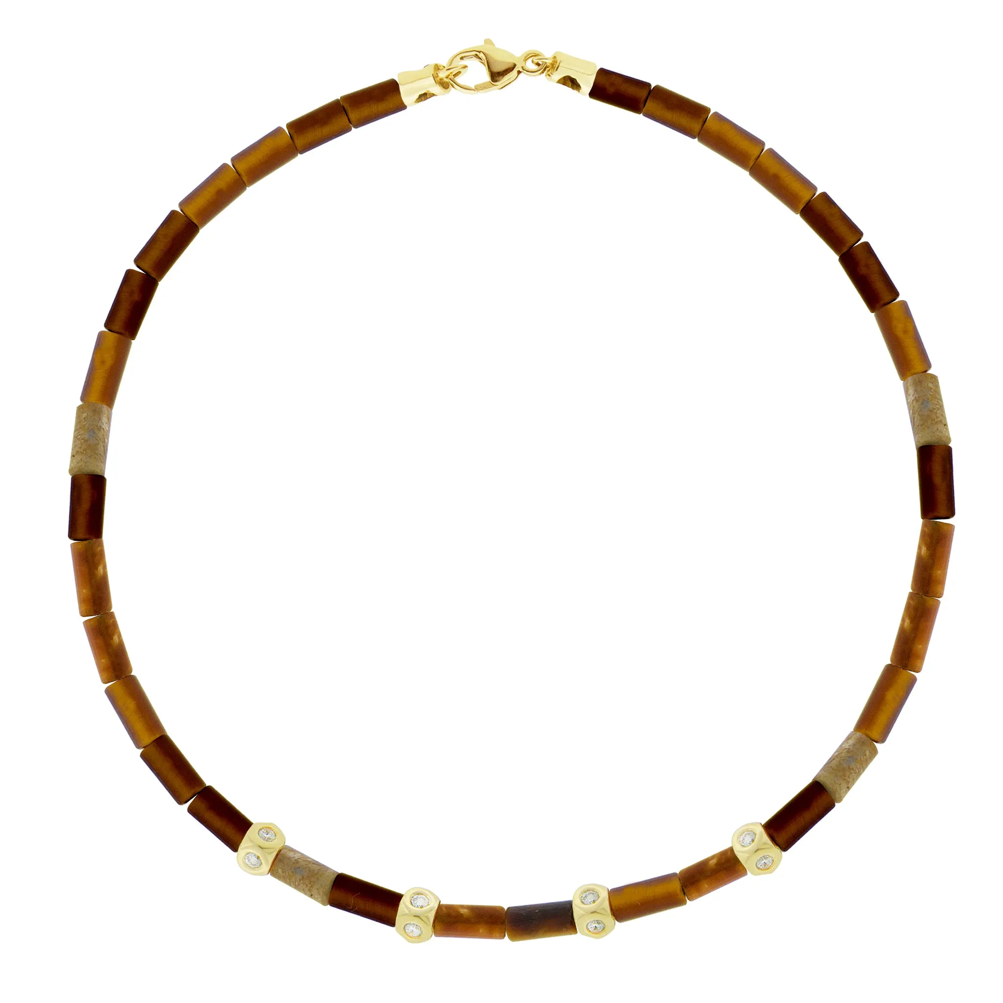 4 Diamond Mini Tetras on Tiger's Eye Bead Bracelet