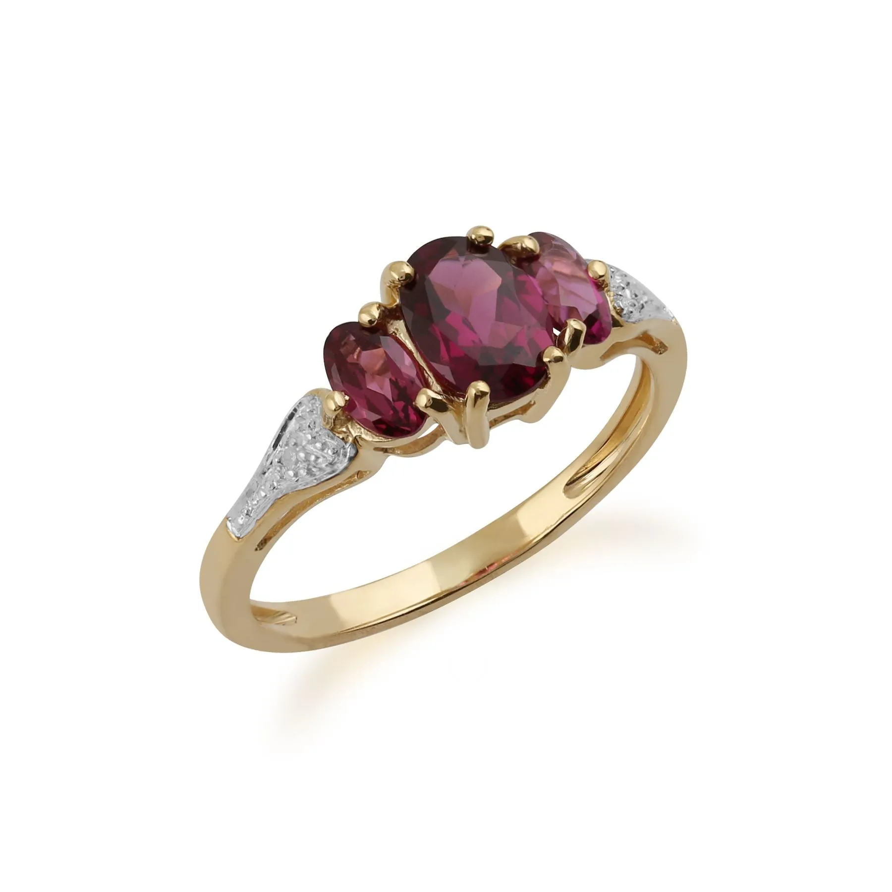 9 karat Gelbes Gold Rhodolite Granat & Diamant Ringe