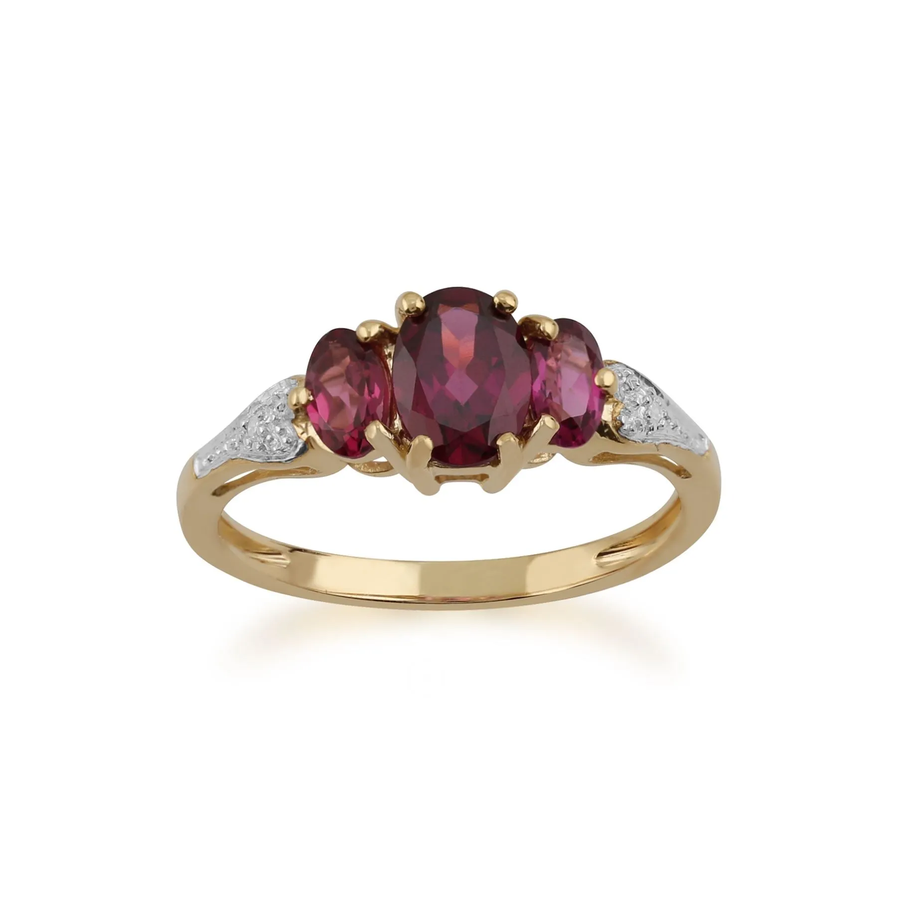 9 karat Gelbes Gold Rhodolite Granat & Diamant Ringe