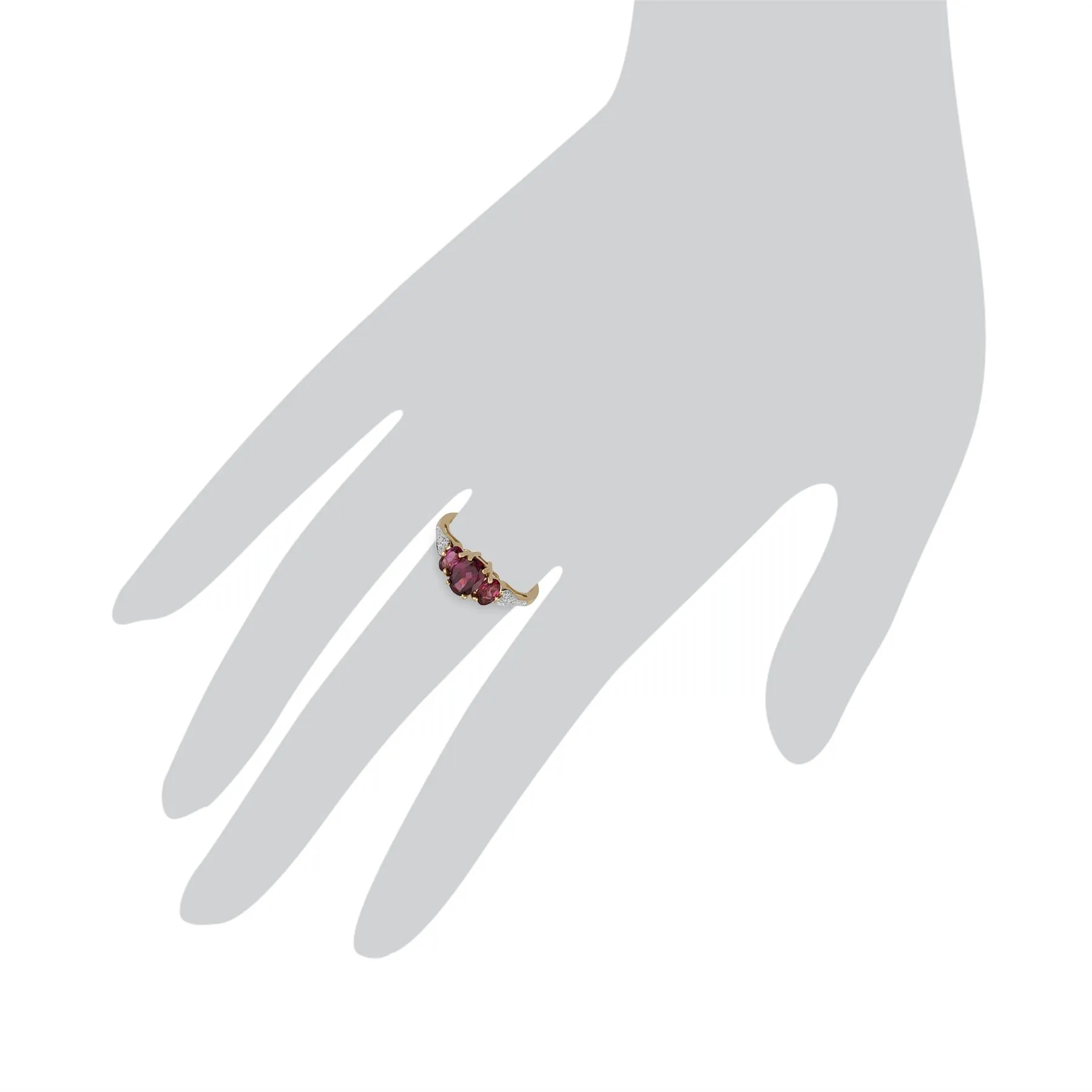 9 karat Gelbes Gold Rhodolite Granat & Diamant Ringe