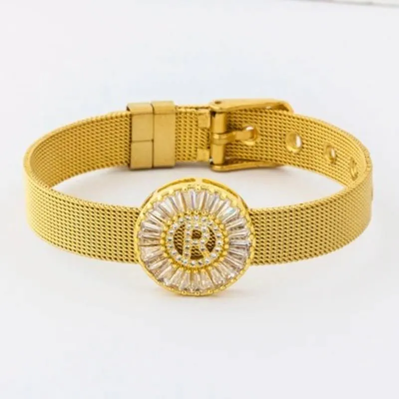 A-Z Letter Initial Rhinestone Band Bracelet