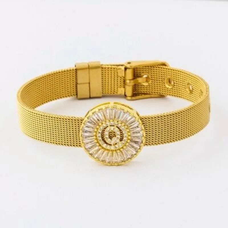 A-Z Letter Initial Rhinestone Band Bracelet