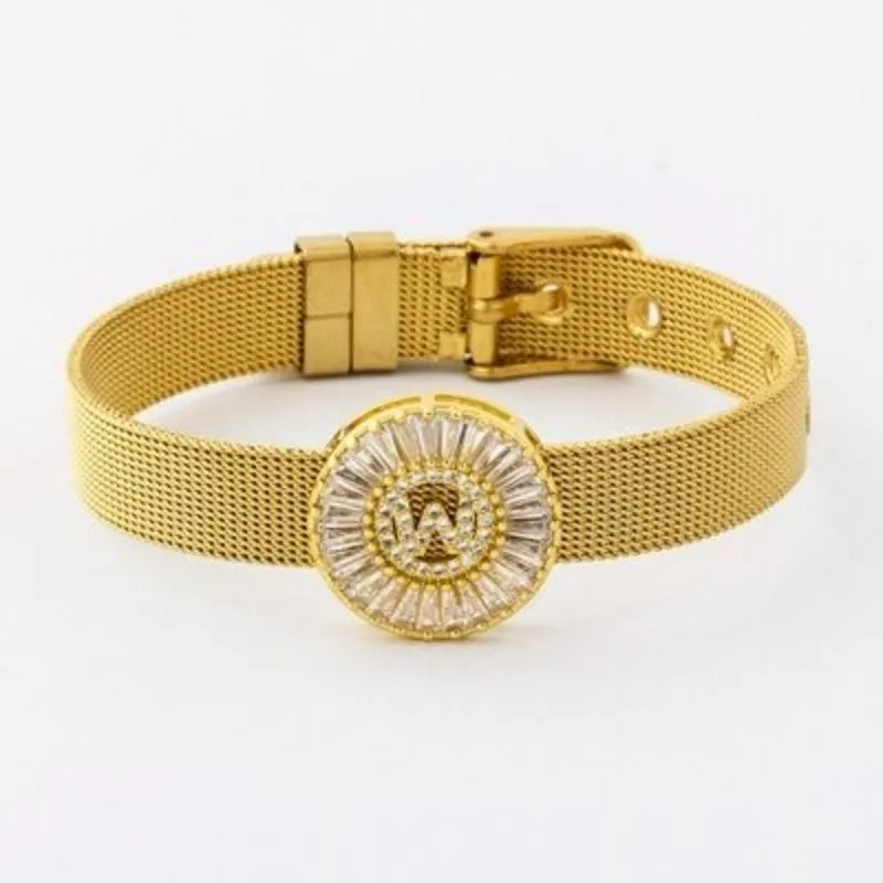A-Z Letter Initial Rhinestone Band Bracelet