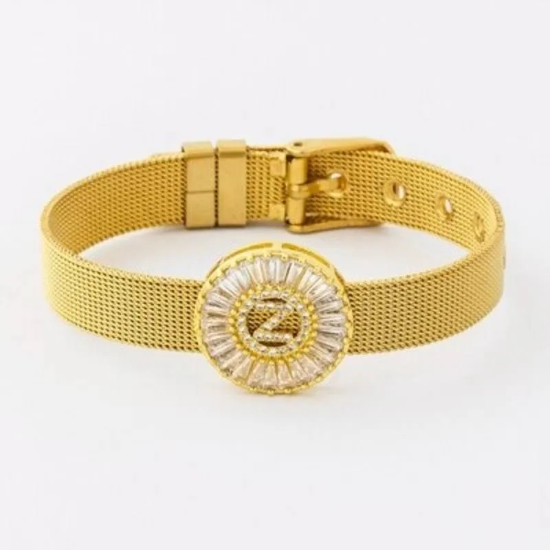 A-Z Letter Initial Rhinestone Band Bracelet