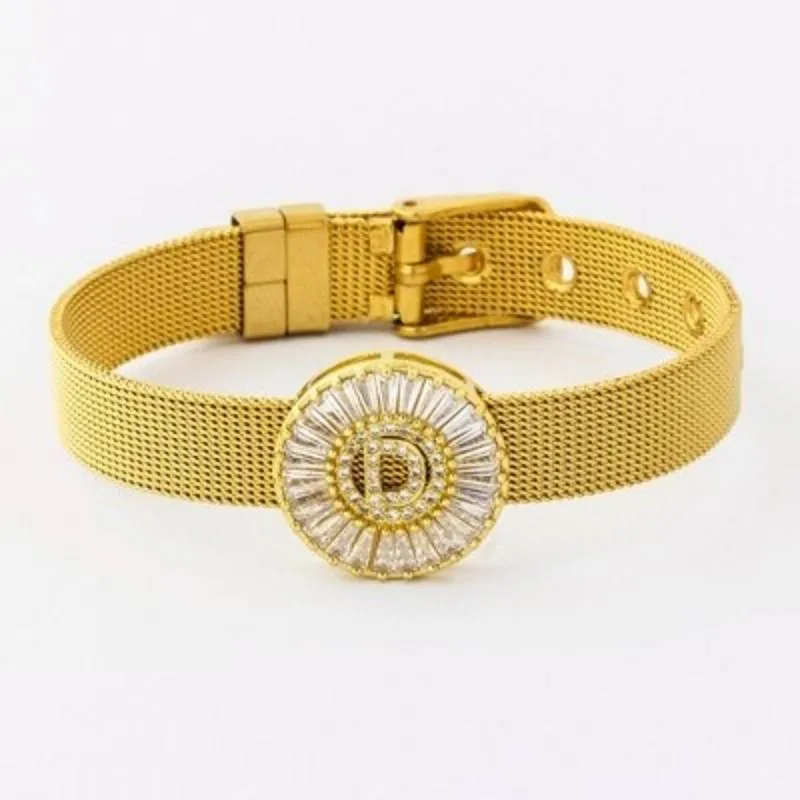 A-Z Letter Initial Rhinestone Band Bracelet