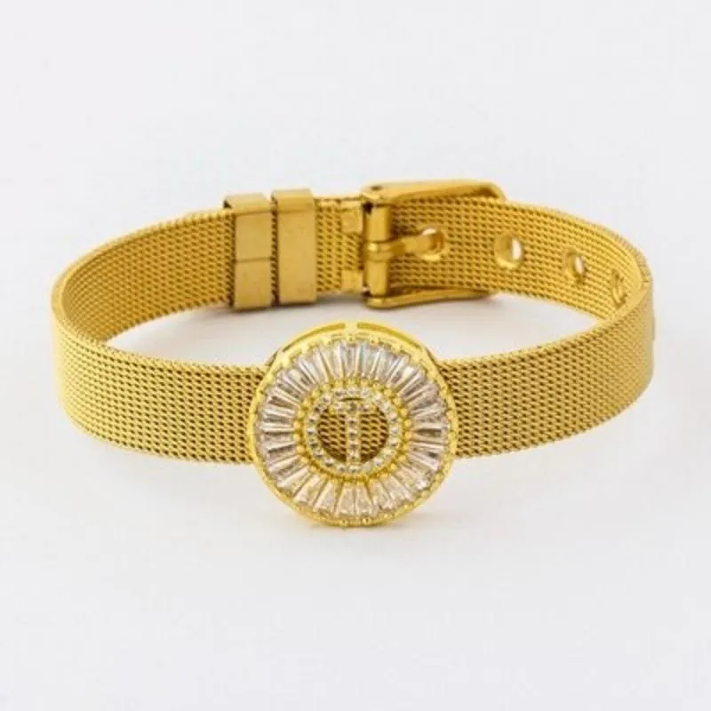 A-Z Letter Initial Rhinestone Band Bracelet