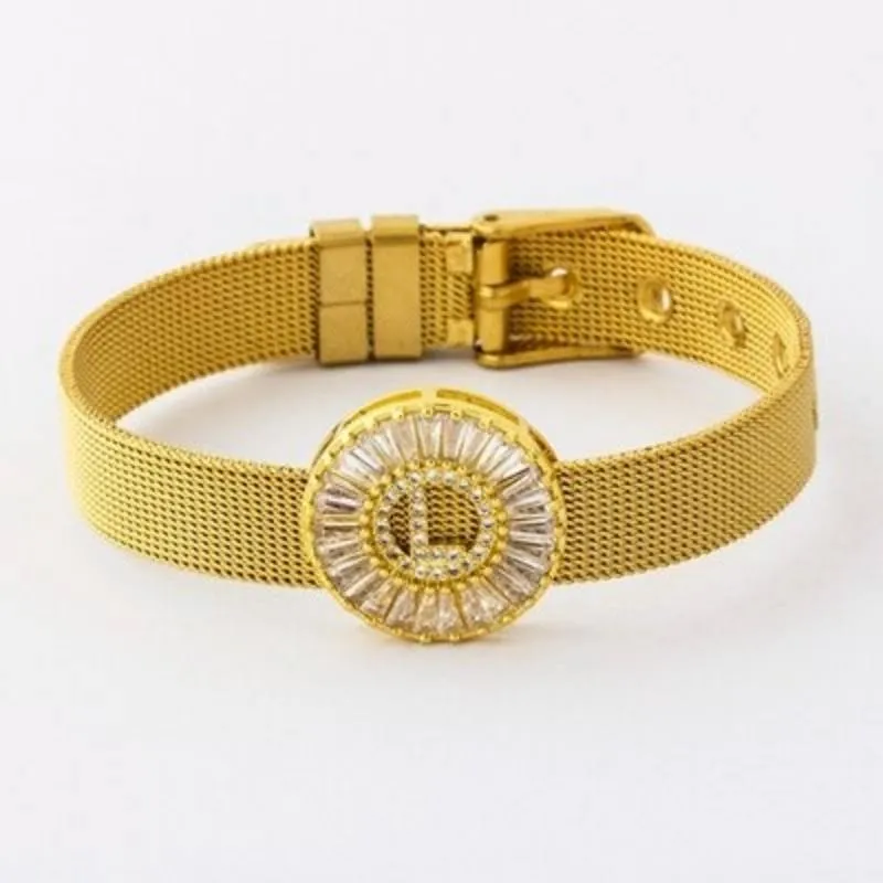 A-Z Letter Initial Rhinestone Band Bracelet