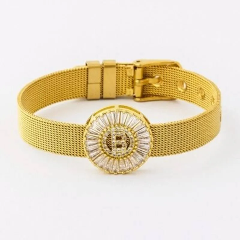 A-Z Letter Initial Rhinestone Band Bracelet