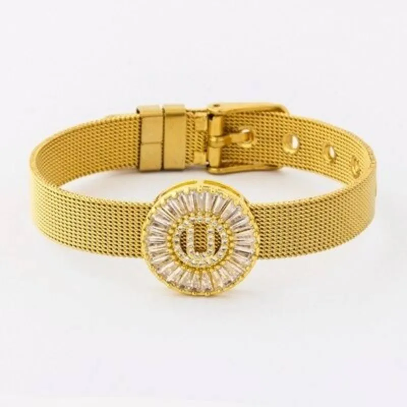 A-Z Letter Initial Rhinestone Band Bracelet