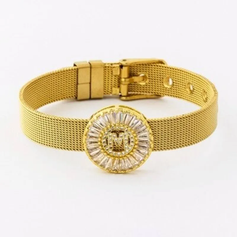 A-Z Letter Initial Rhinestone Band Bracelet