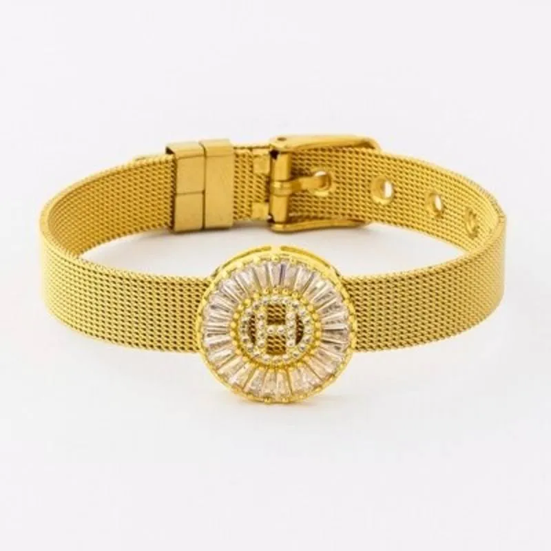 A-Z Letter Initial Rhinestone Band Bracelet