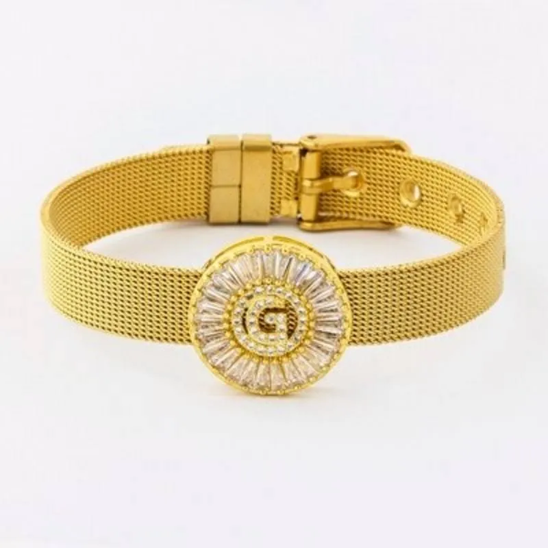 A-Z Letter Initial Rhinestone Band Bracelet