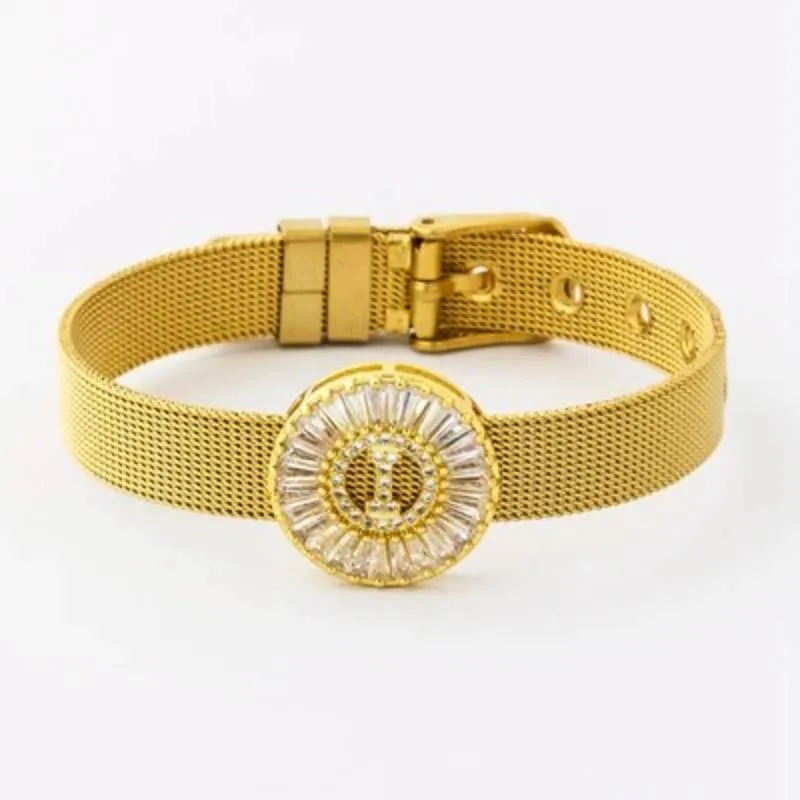 A-Z Letter Initial Rhinestone Band Bracelet
