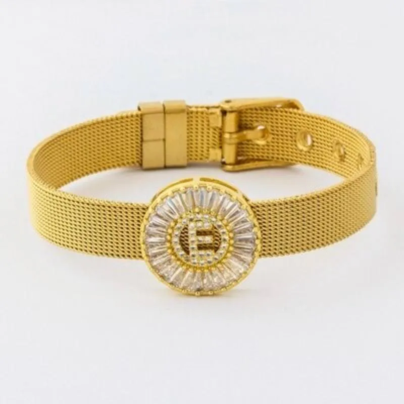 A-Z Letter Initial Rhinestone Band Bracelet