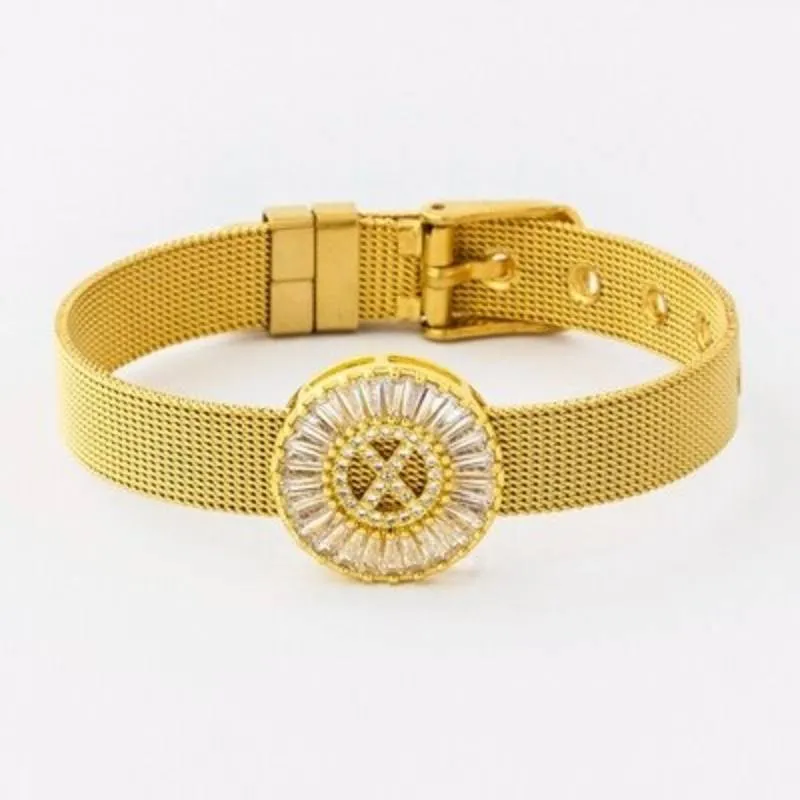 A-Z Letter Initial Rhinestone Band Bracelet