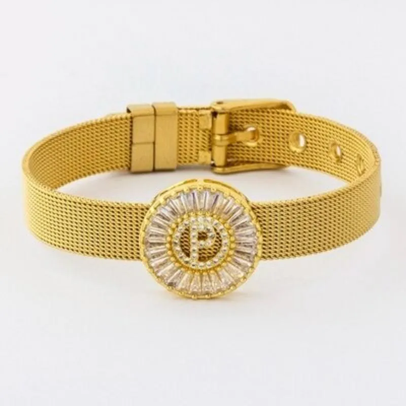 A-Z Letter Initial Rhinestone Band Bracelet