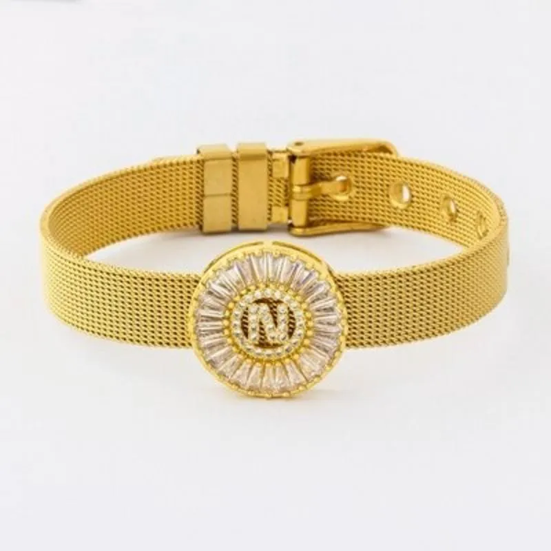 A-Z Letter Initial Rhinestone Band Bracelet