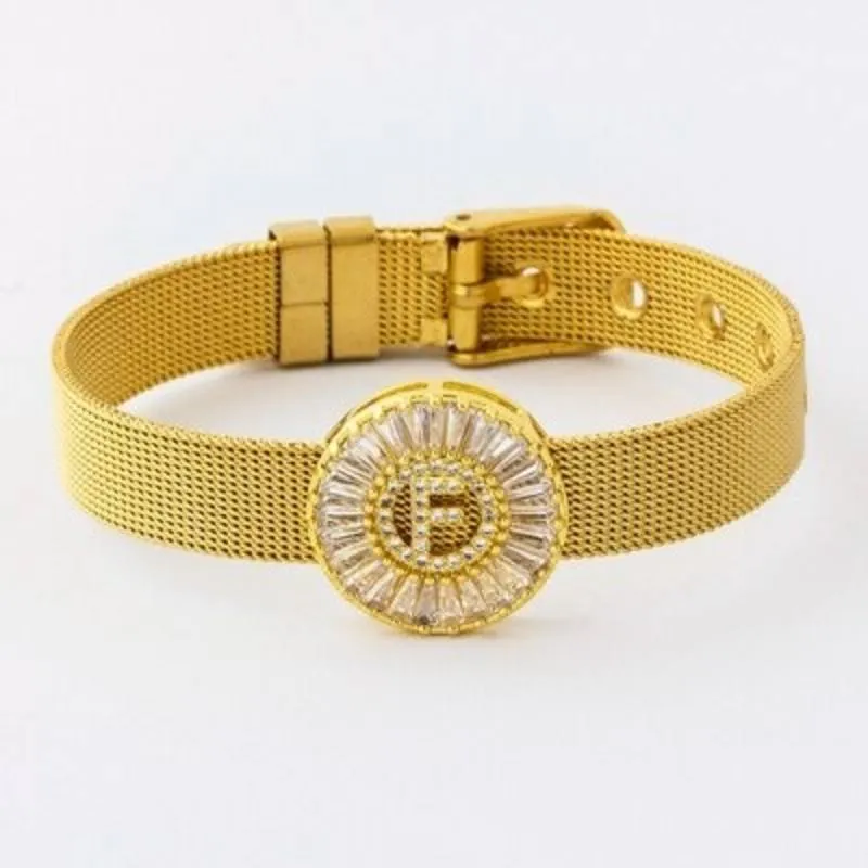 A-Z Letter Initial Rhinestone Band Bracelet
