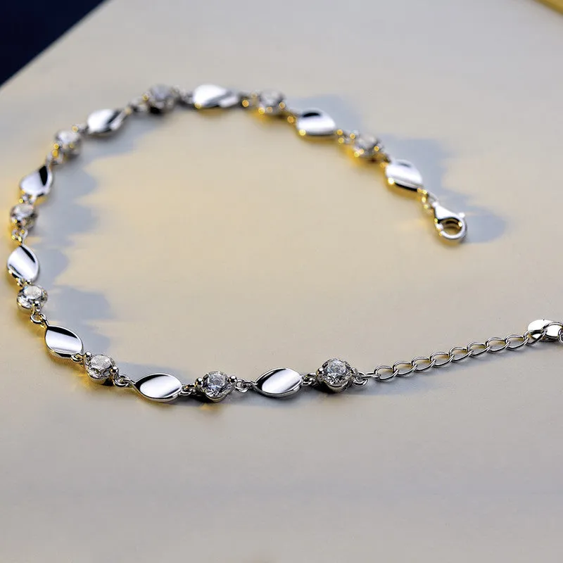 AAA  Zircon-Encrusted S925 Sterling Silver Bracelet