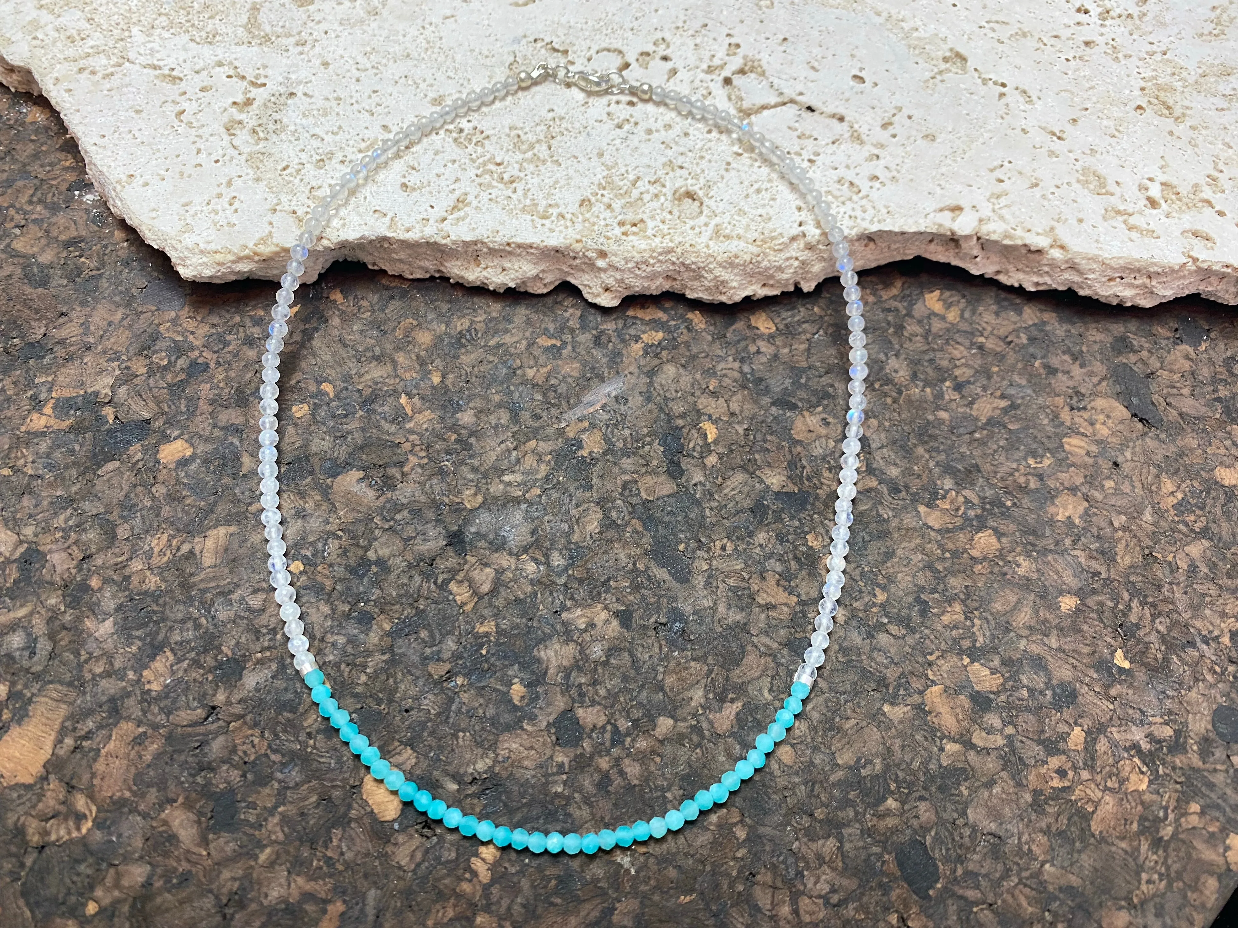 Amazonite and Rainbow Moonstone Necklace