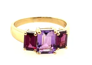 Amethyst & Garnet 9ct Yellow Gold Ring