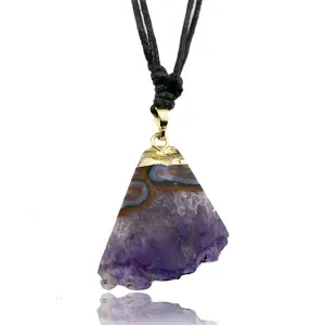 Amethyst Slice Geode Adjustable Necklace