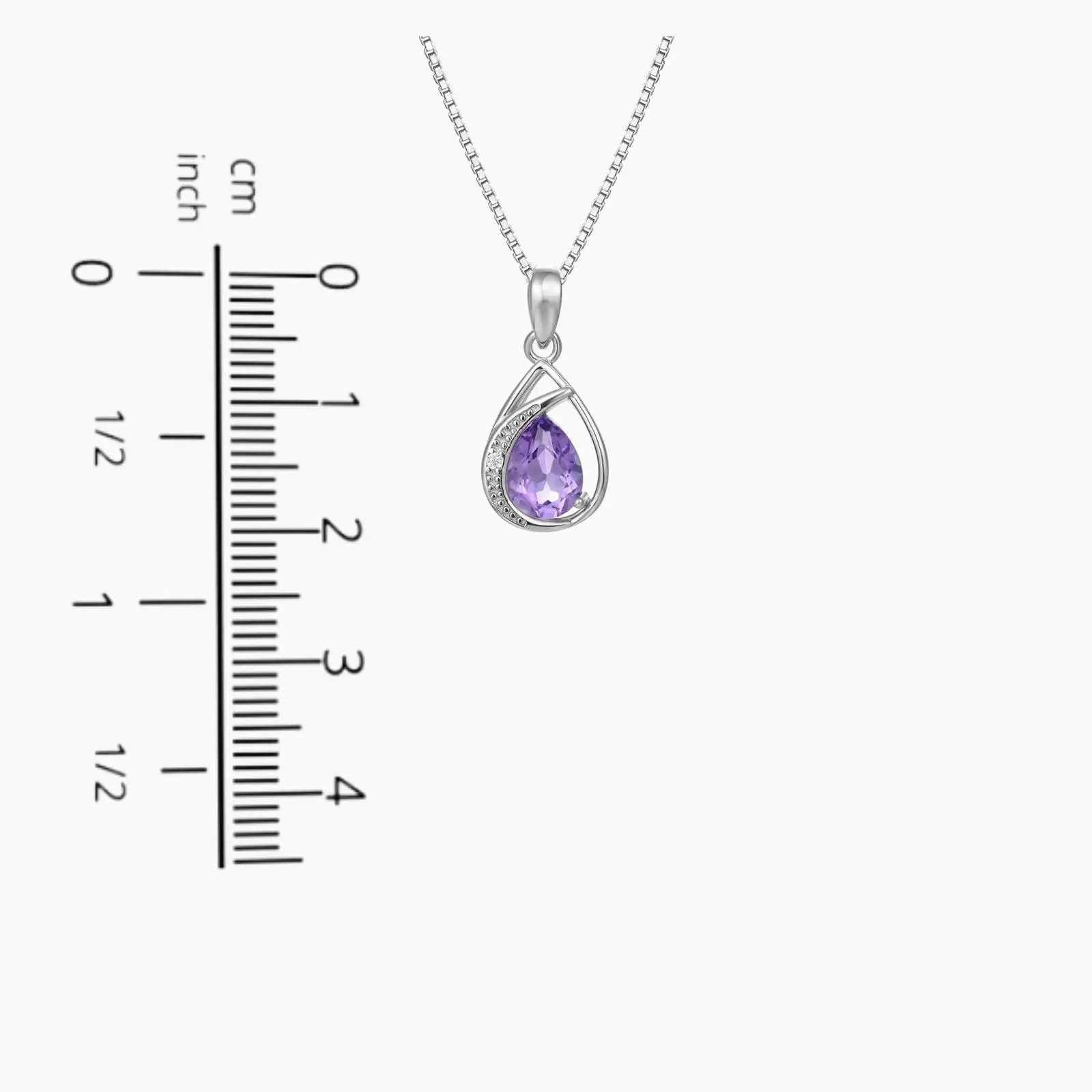 Amethyst Teardrop Necklace in Sterling Silver