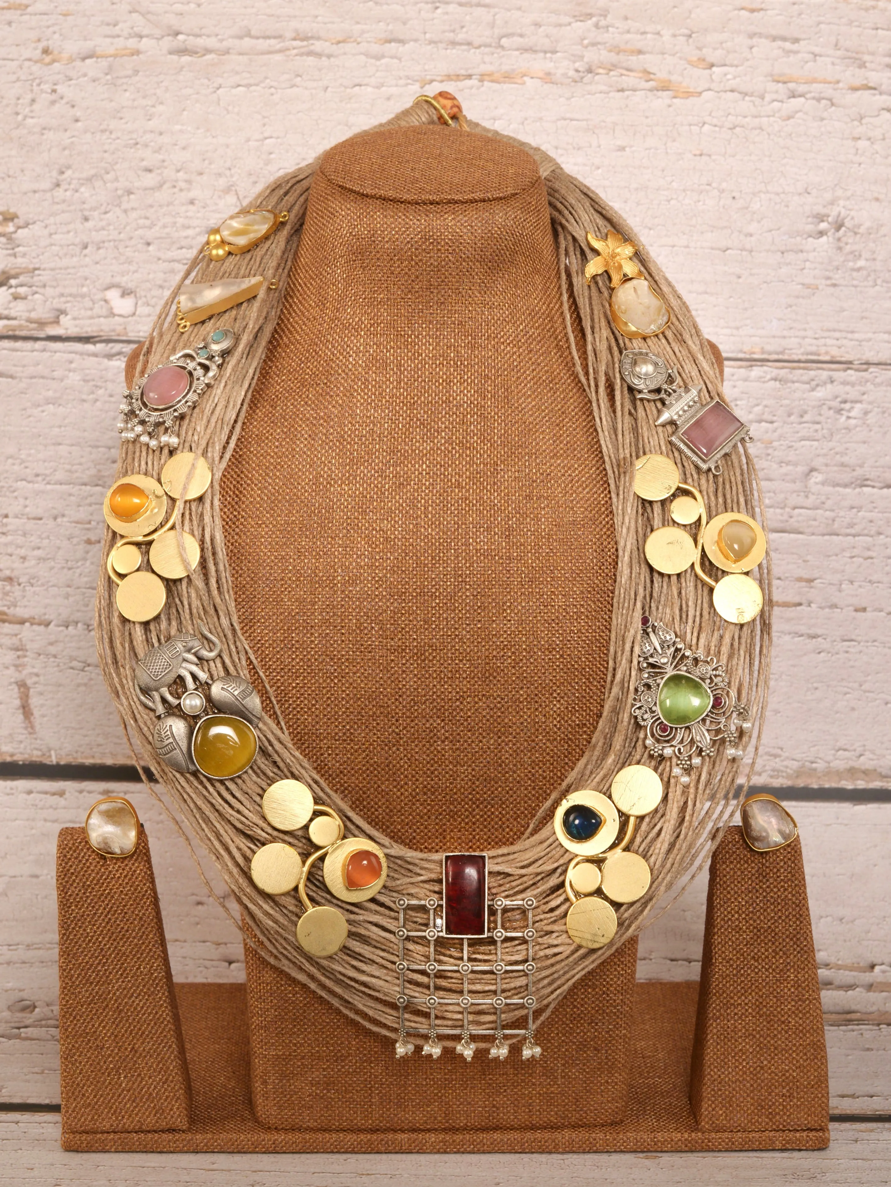 Amiya Jute Ornamental Necklace & Earrings set