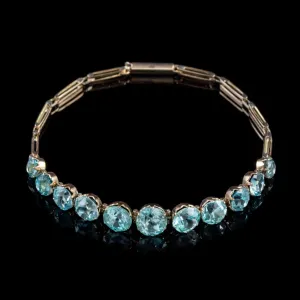 Antique Victorian Blue Zircon Bracelet 9Ct Rose Gold Circa 1900