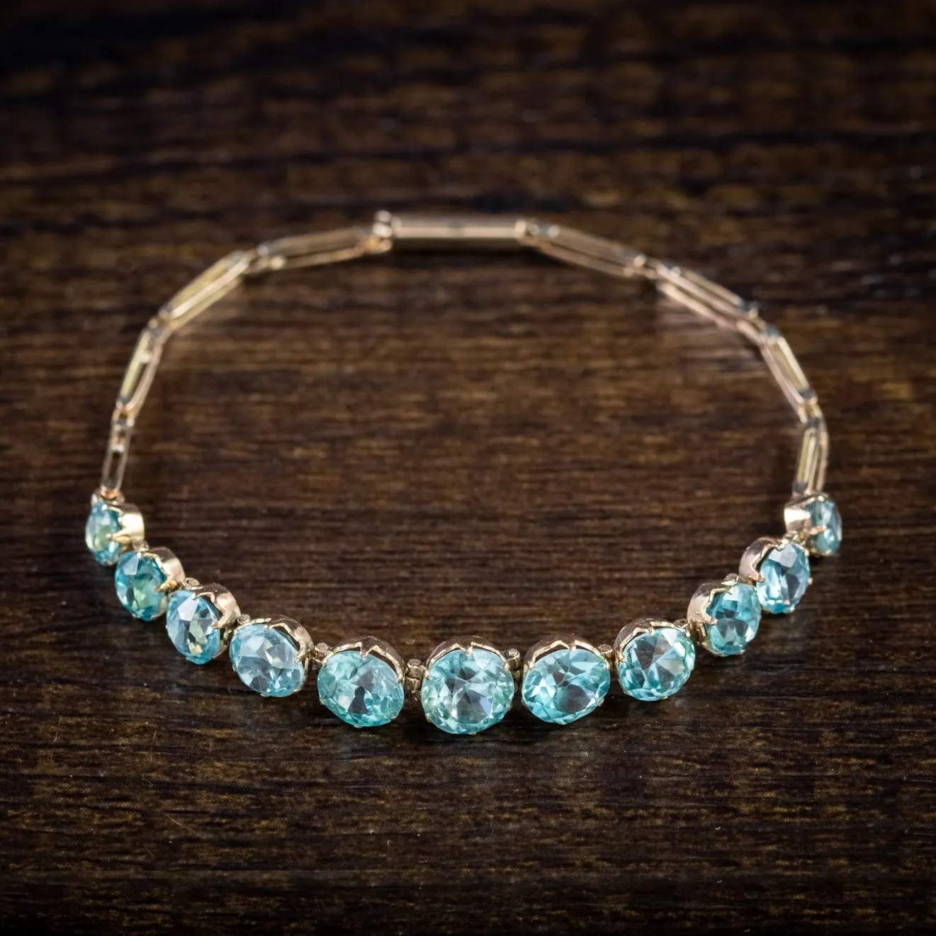Antique Victorian Blue Zircon Bracelet 9Ct Rose Gold Circa 1900