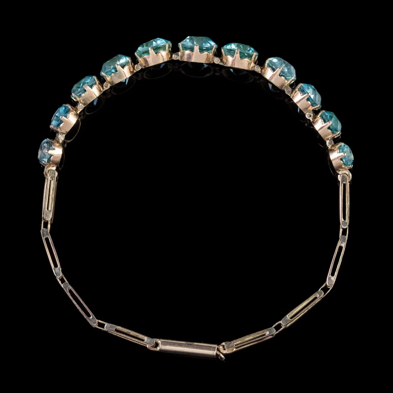 Antique Victorian Blue Zircon Bracelet 9Ct Rose Gold Circa 1900