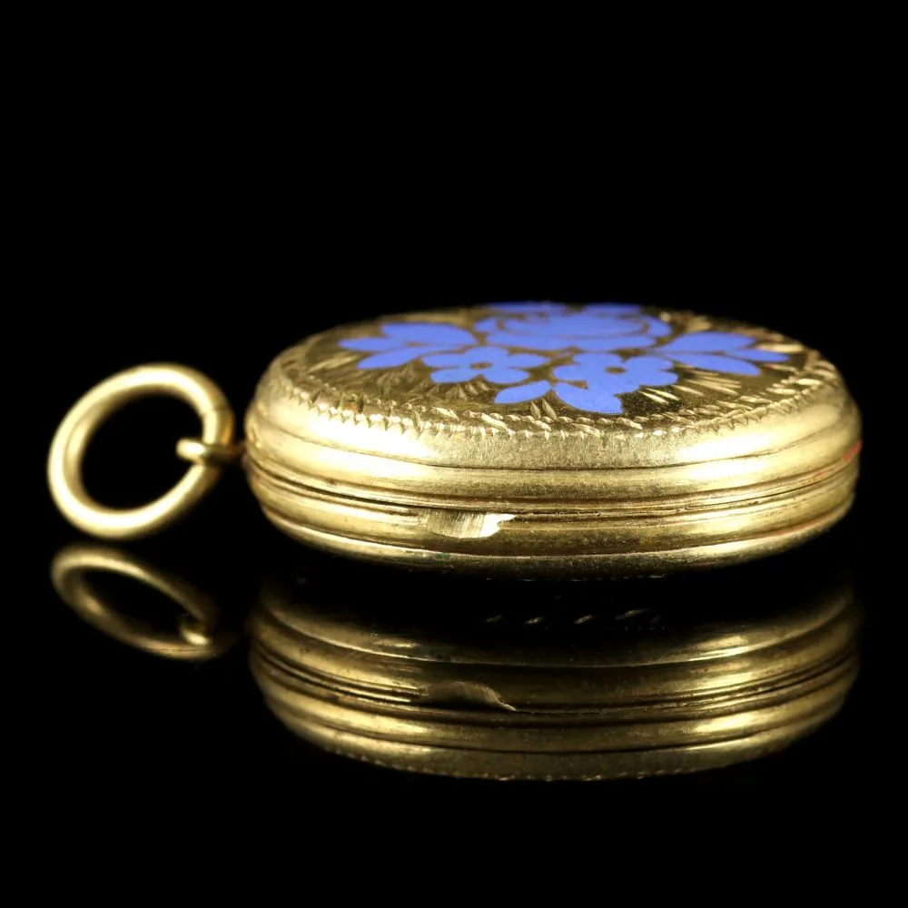 Antique Victorian Forget Me Not 9Ct Locket Circa 1880