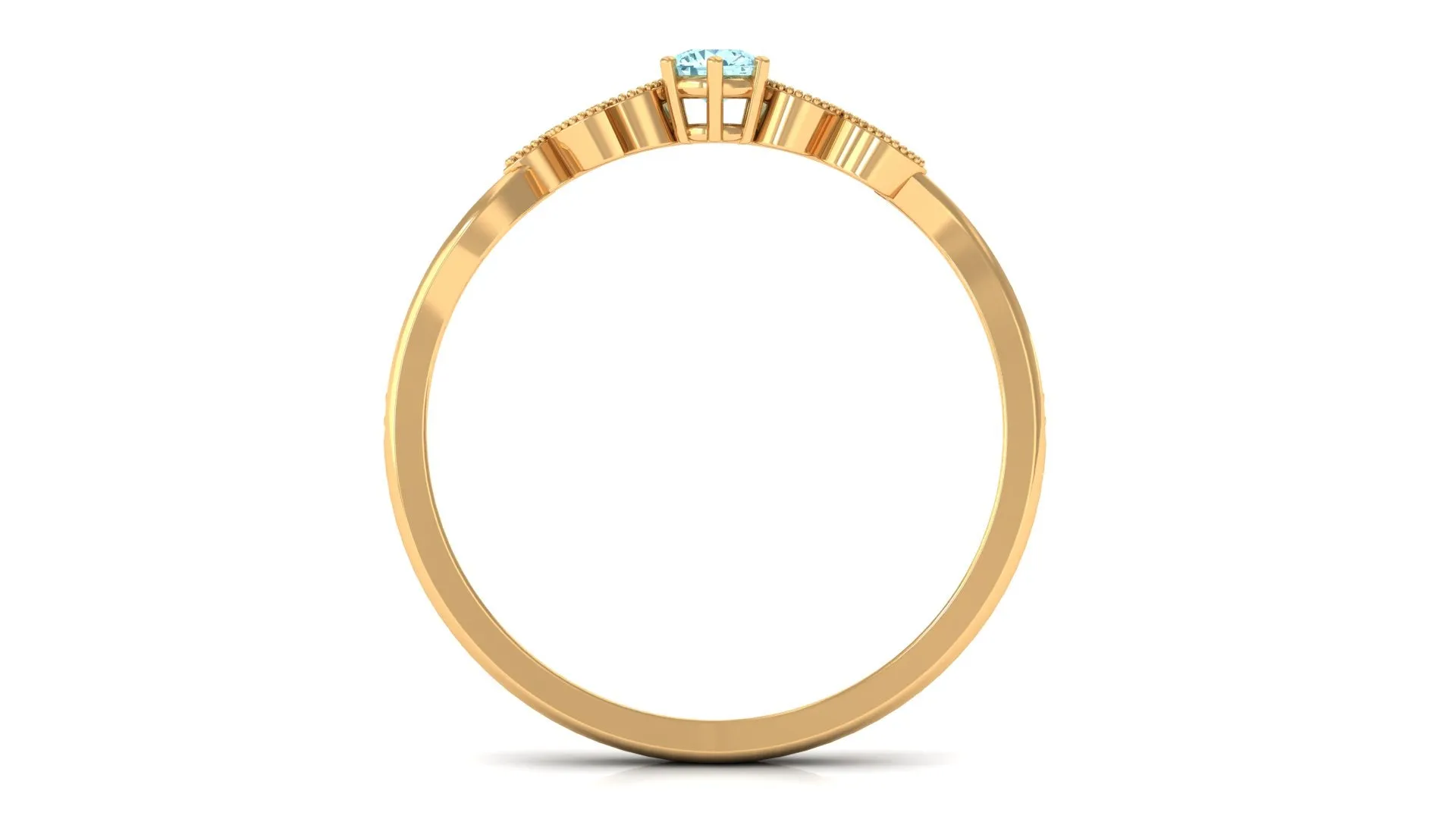 Aquamarine and Diamond Leaf Branch Promise Ring
