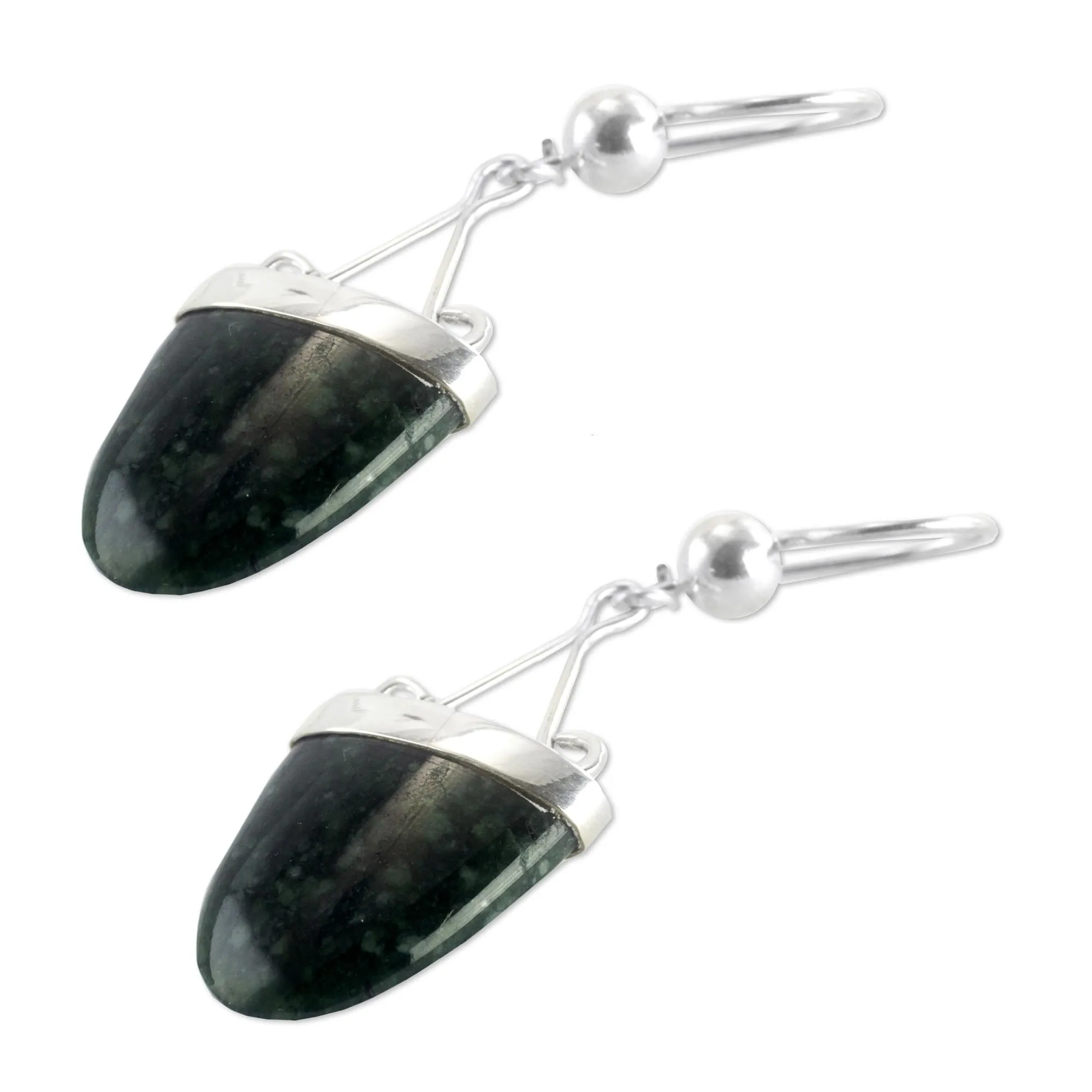 Artisan Crafted Jade and Sterling Silver Earrings - Power of Life | NOVICA