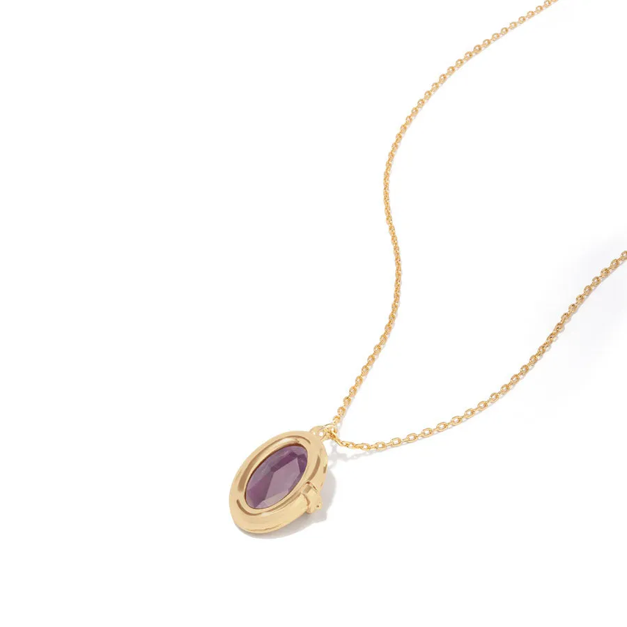 Aura Amethyst Gold Locket Necklace