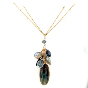 AVF Labradorite Cluster Double Chain Necklace (SI2976)