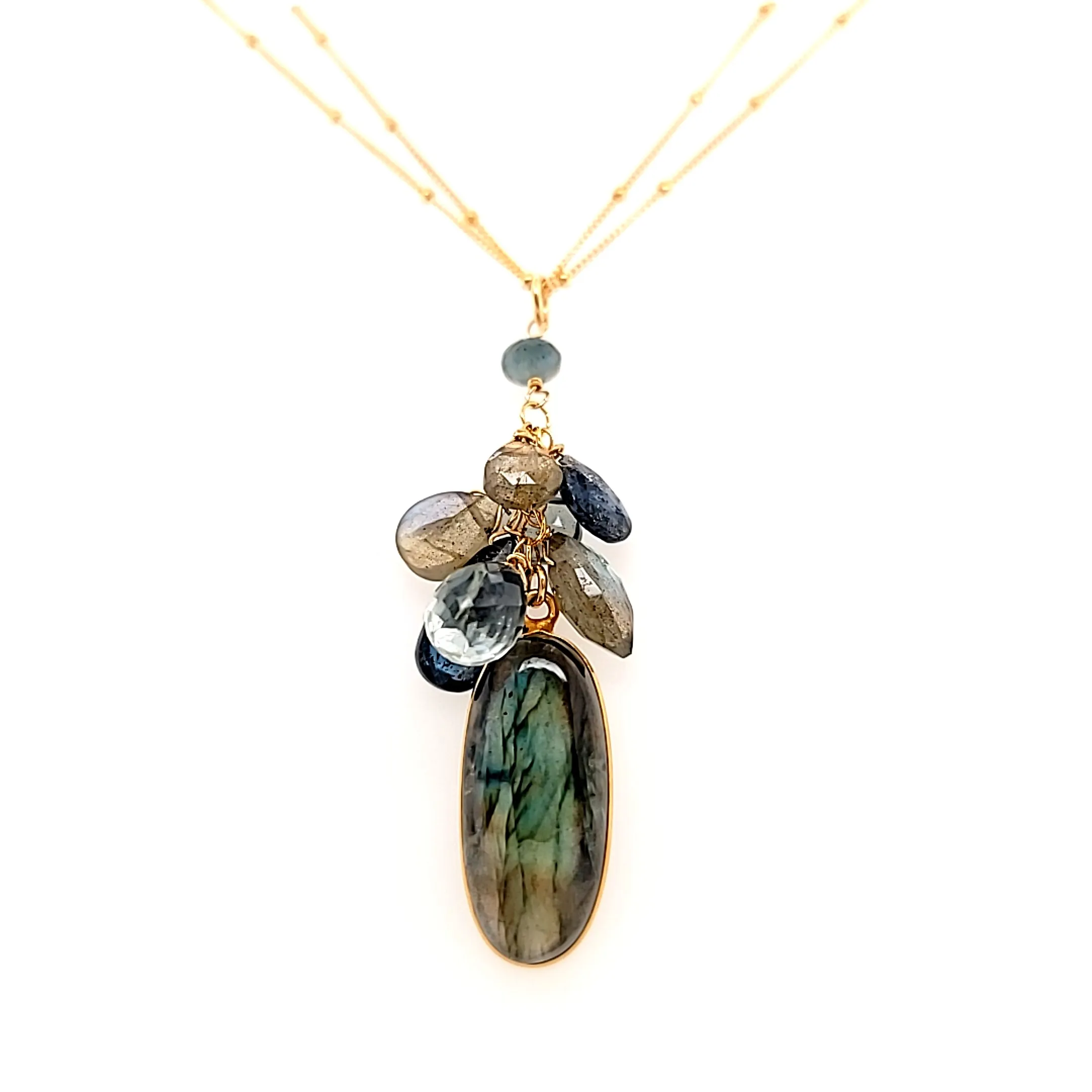 AVF Labradorite Cluster Double Chain Necklace (SI2976)