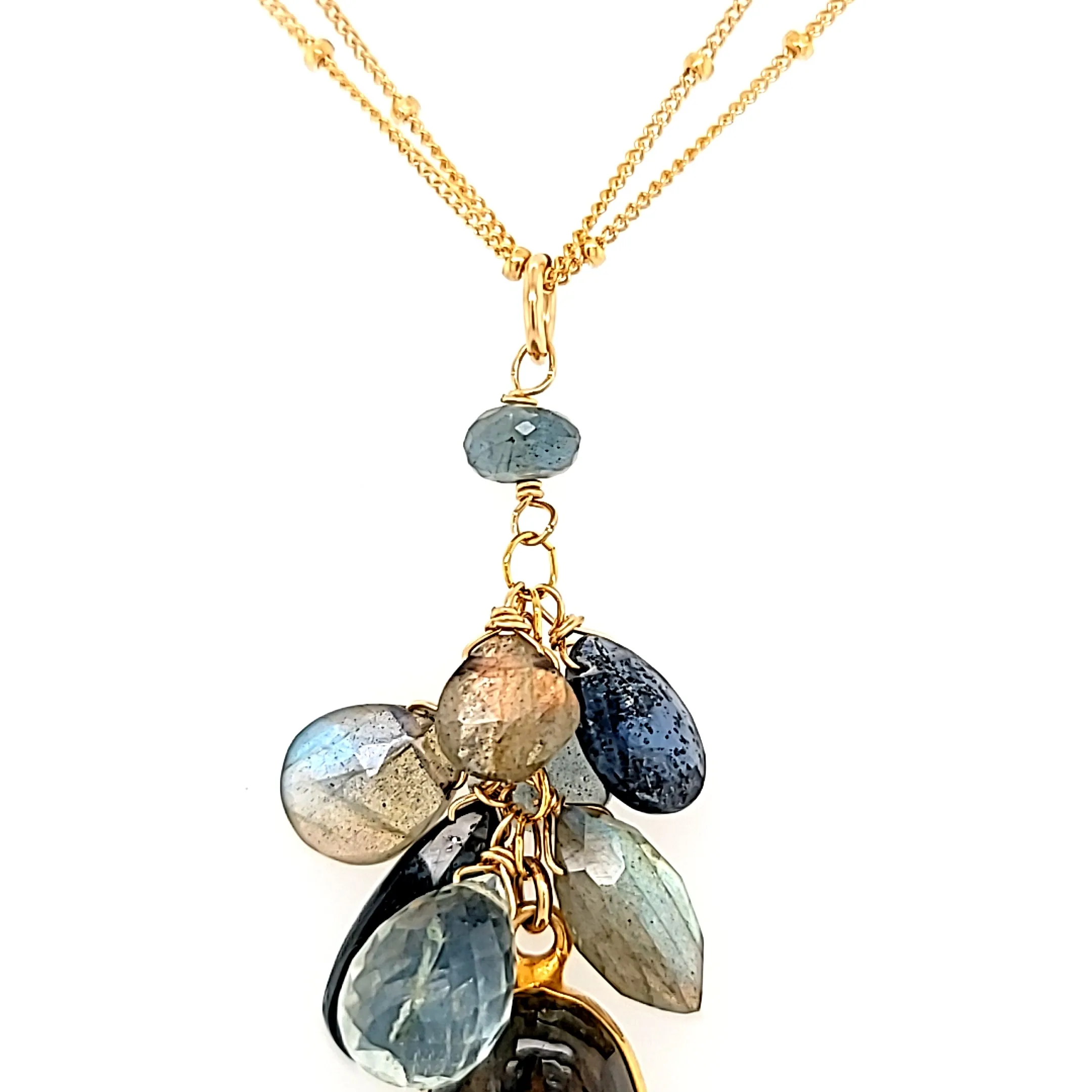 AVF Labradorite Cluster Double Chain Necklace (SI2976)