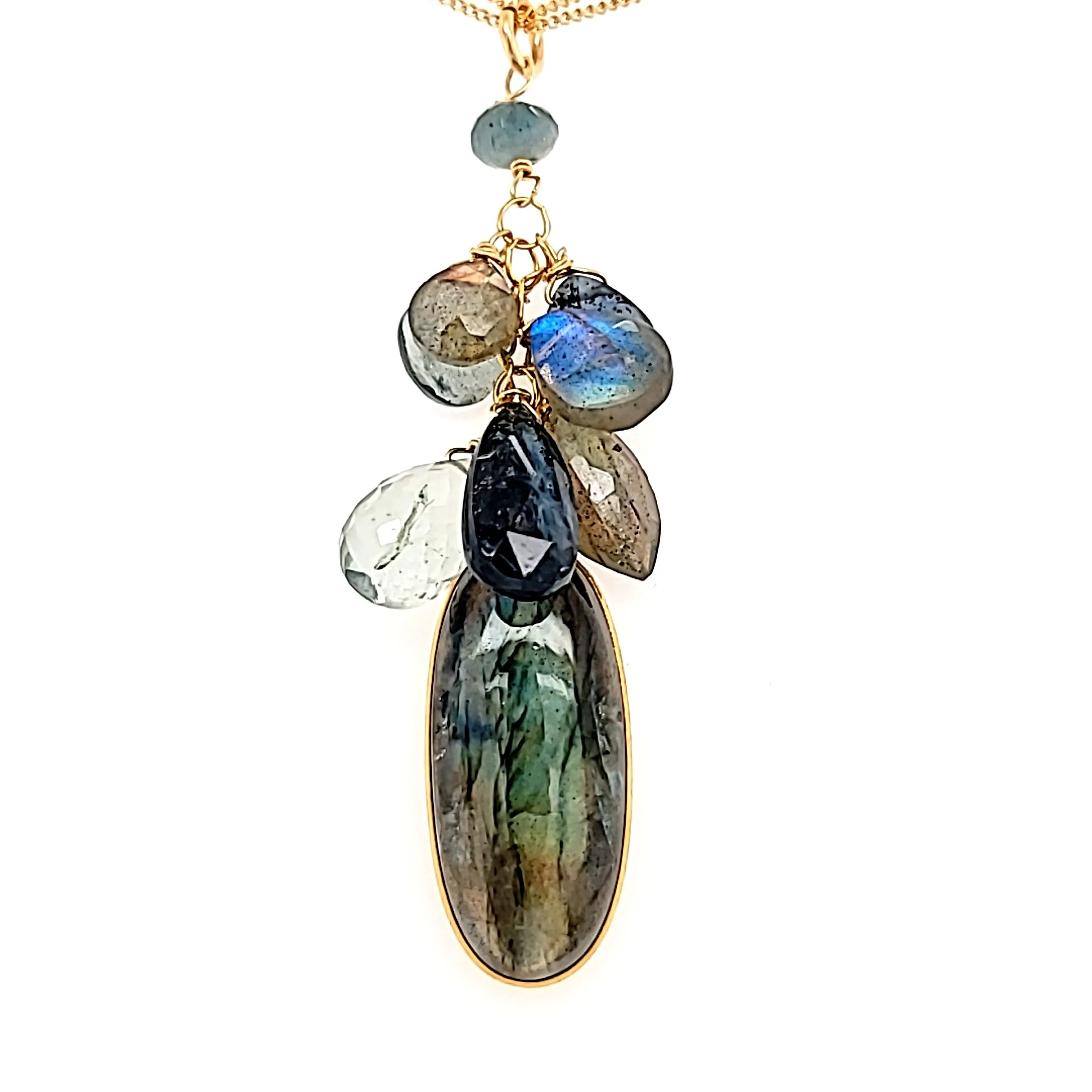 AVF Labradorite Cluster Double Chain Necklace (SI2976)
