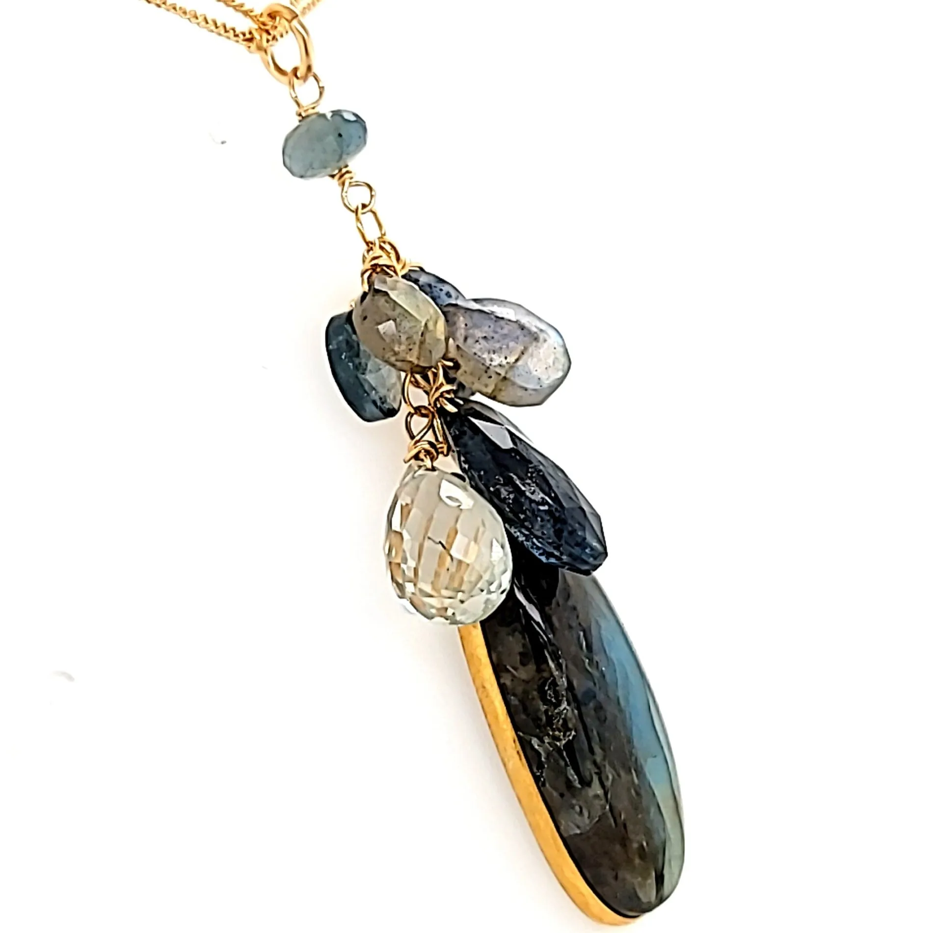 AVF Labradorite Cluster Double Chain Necklace (SI2976)